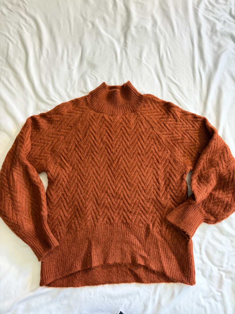 Abercrombie & Fitch Rust Cowl Neck Textured Sweater